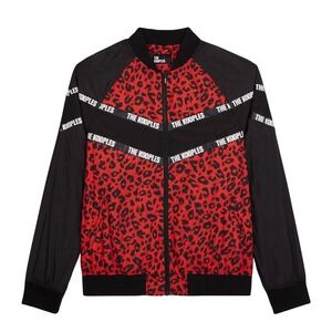 The Kooples Pop Leo Leopard Print Logo Tape Bomber Jacket Men's Small NEW